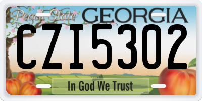 GA license plate CZI5302