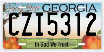 GA license plate CZI5312