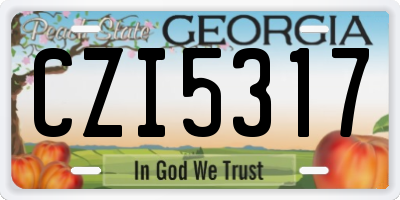 GA license plate CZI5317