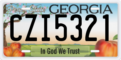 GA license plate CZI5321