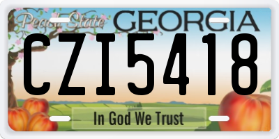 GA license plate CZI5418