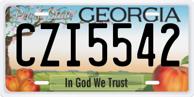 GA license plate CZI5542