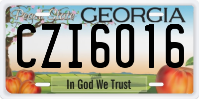 GA license plate CZI6016