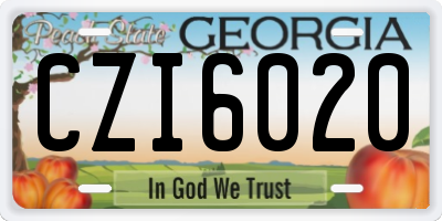 GA license plate CZI6020