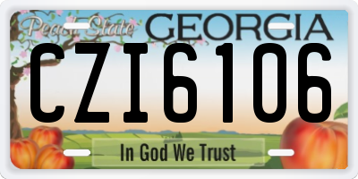 GA license plate CZI6106