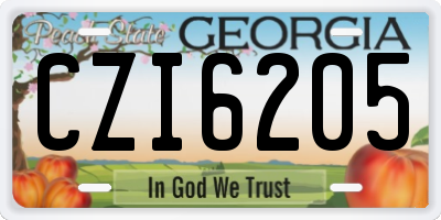 GA license plate CZI6205