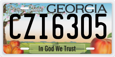 GA license plate CZI6305