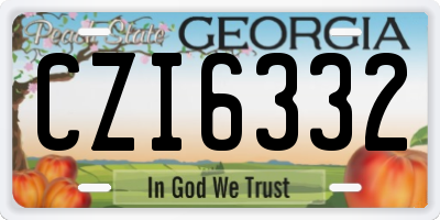 GA license plate CZI6332
