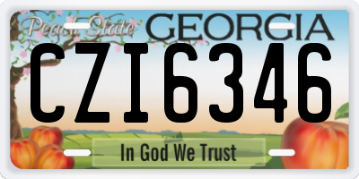 GA license plate CZI6346