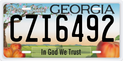 GA license plate CZI6492