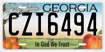 GA license plate CZI6494