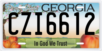 GA license plate CZI6612