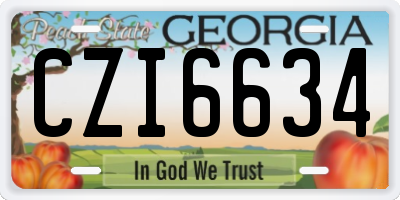 GA license plate CZI6634