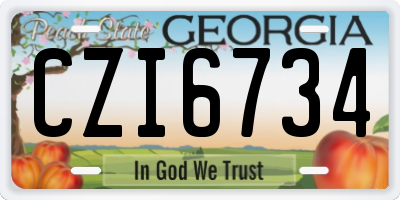 GA license plate CZI6734