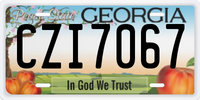 GA license plate CZI7067