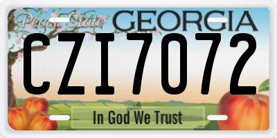 GA license plate CZI7072