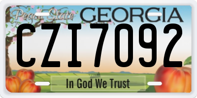 GA license plate CZI7092
