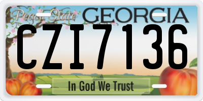 GA license plate CZI7136