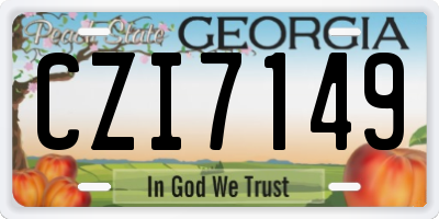 GA license plate CZI7149