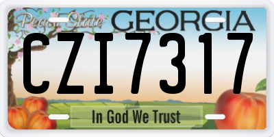 GA license plate CZI7317