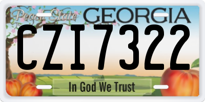 GA license plate CZI7322