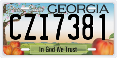GA license plate CZI7381