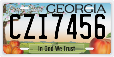 GA license plate CZI7456