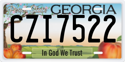 GA license plate CZI7522