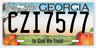 GA license plate CZI7577