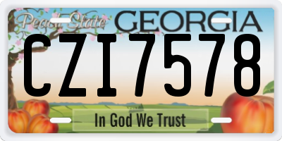 GA license plate CZI7578