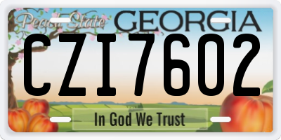 GA license plate CZI7602
