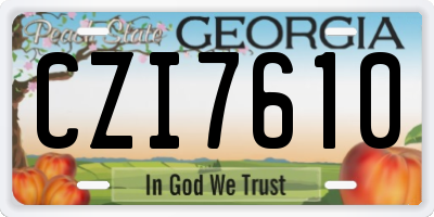 GA license plate CZI7610