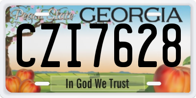 GA license plate CZI7628