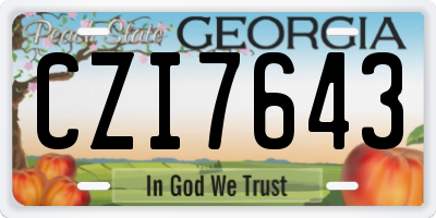 GA license plate CZI7643