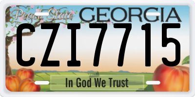 GA license plate CZI7715