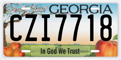 GA license plate CZI7718