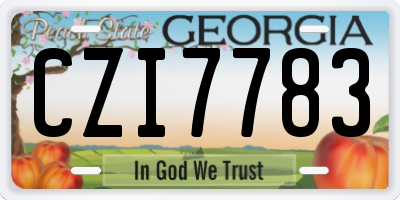 GA license plate CZI7783