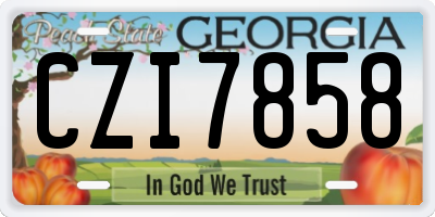 GA license plate CZI7858