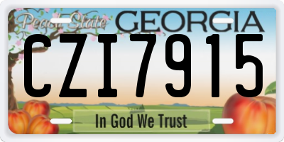 GA license plate CZI7915