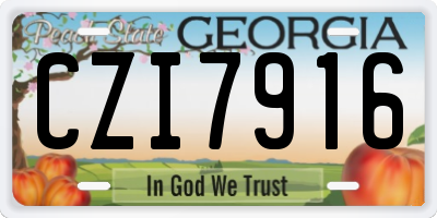 GA license plate CZI7916