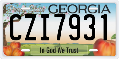 GA license plate CZI7931
