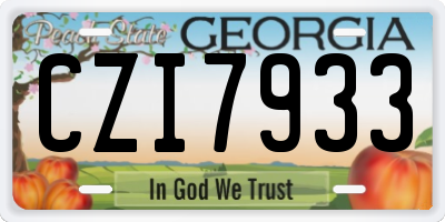 GA license plate CZI7933