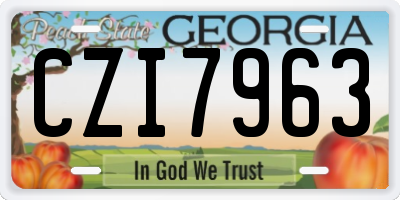 GA license plate CZI7963