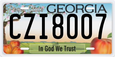 GA license plate CZI8007