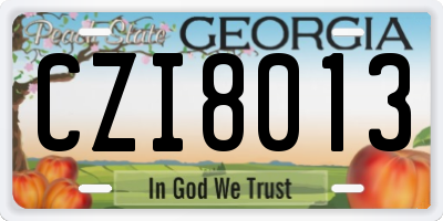 GA license plate CZI8013