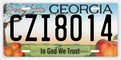 GA license plate CZI8014