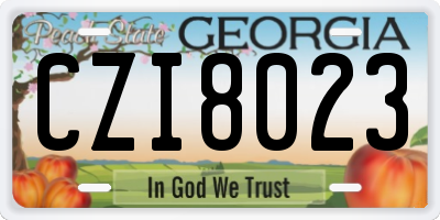 GA license plate CZI8023