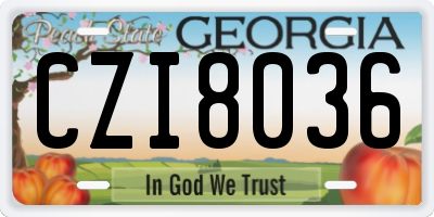 GA license plate CZI8036