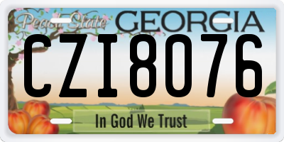 GA license plate CZI8076