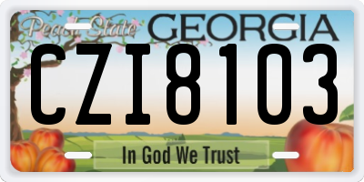 GA license plate CZI8103